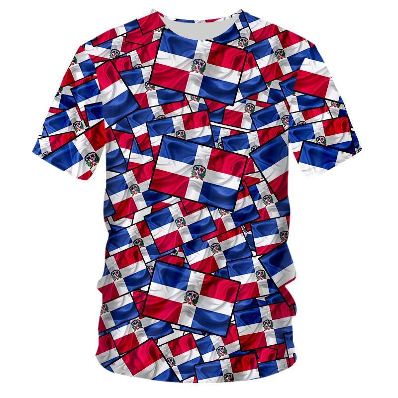 Dominican Republic T-shirt Men Women 3D Printing National Flag And Emblem Crew Neck