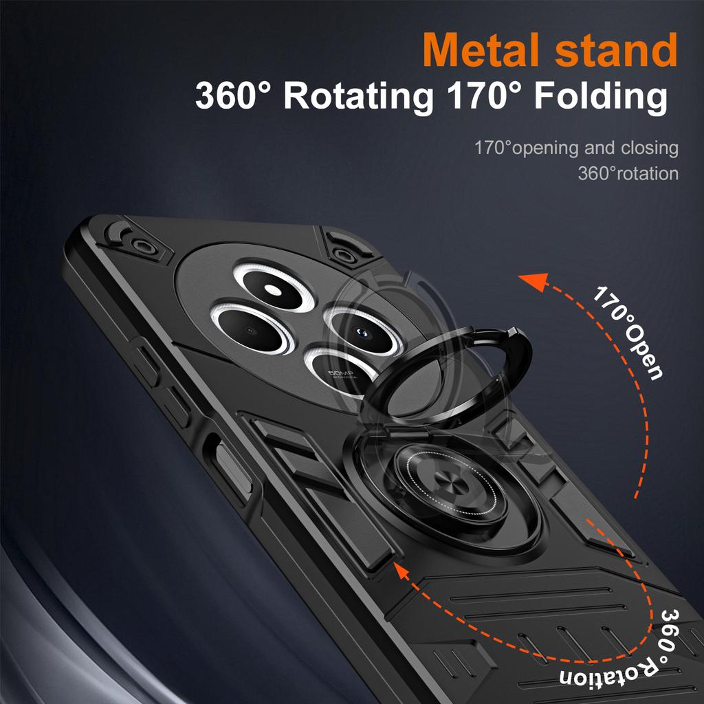 Phone Case For Xiaomi Redmi 14C 4G /14R 5G/ A3 Pro 4G/A4 5G/Poco C75 4G PC + TPU Anti-Fall Back Cover with Ring Holder Kickstand
