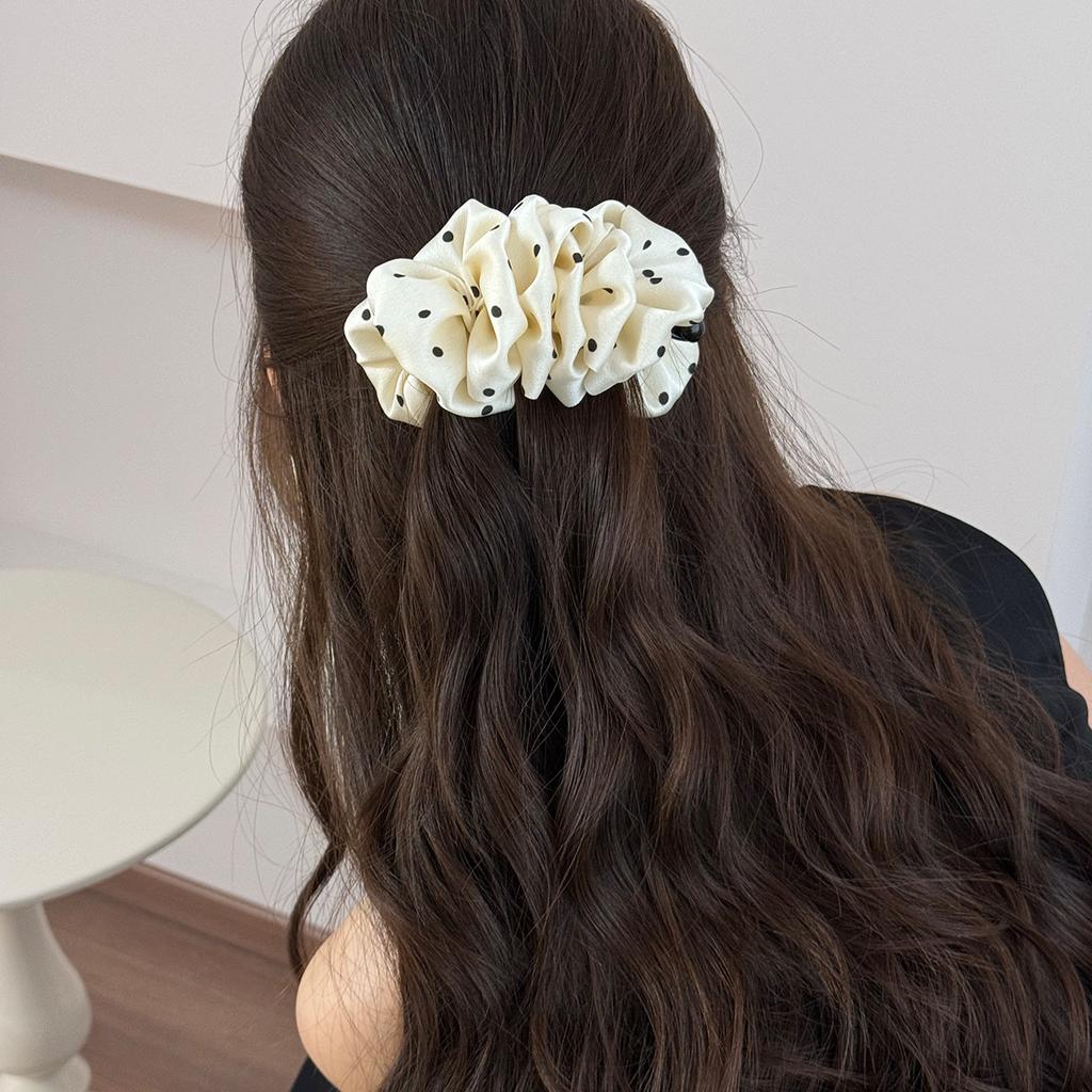 Pleated Cloud Bubble Hair Accessory Polka Dot Floral Grab Clip, Sweet Girl Atmosphere Banana Hair Clip