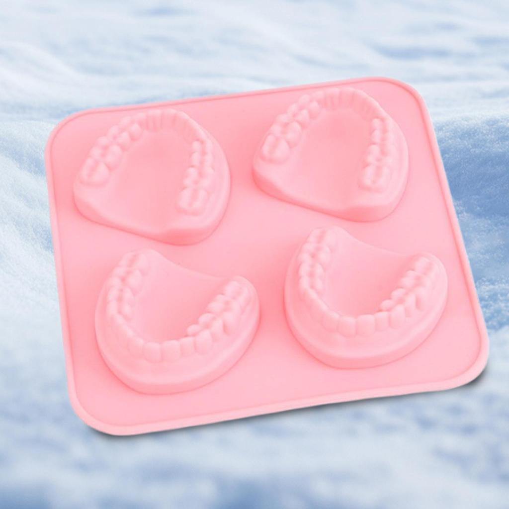 4-hole Teeth Shape Mold Food Grade Silicone Ice Cream Mold Beverage Making Easy Release Mould For Whiskey Wine Champagne Soda