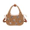 Personalized Handbag New Woven Straw Popular Handmade Fashion One Shoulder Niche Large Rhinestone Messenger Women's Bag