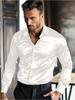 European Fit Men's Shiny Mercerized Cotton Long Sleeve Business Shirt