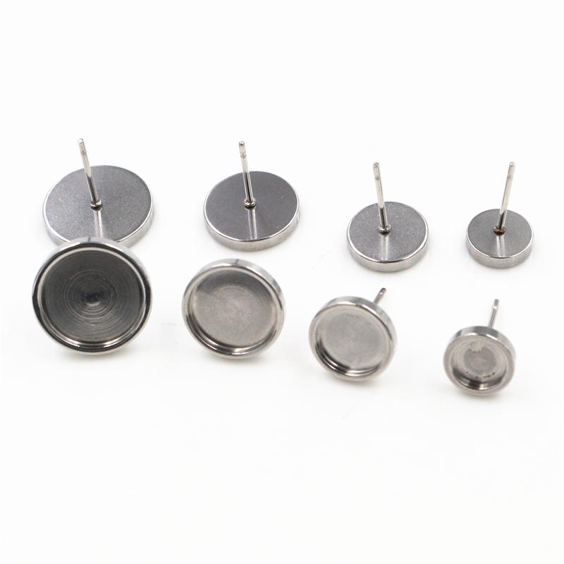 ( Never Fade ) 6 8 10 12mm 10pcs/lot Thicken Stainless Steel Earring Studs,Earrings Blank/Base,Fit 6 8 10 12mm Glass Cabochons