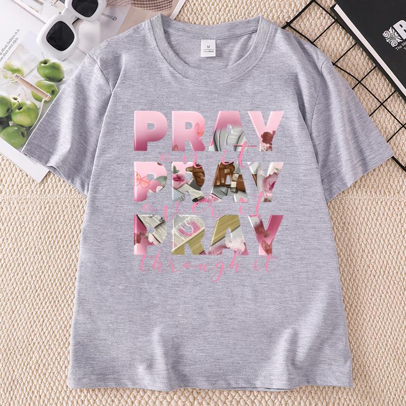 Pray Over It Print TShirt Unisex Casual Crew Neck Short Sleeve Tshirts Unisex And Unisex Casual Summer TShirts Streetwear