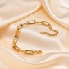 Minimalist 18K Gold Plated Bracelet Women, Slim Paperclip Twisted Link Chain, Simple Waterproof Jewelry