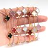 Women's Four-Leaf Clover Bracelet – 18K Gold Plated with Double-Sided Mother-of-Pearl, Elegant High-Quality Accessory, Chic and Lucky Design.