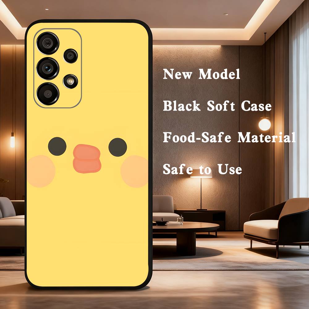 Cute Little Yellow Duck Case For Samsung Galaxy A73,52,71,53,32,72,41,J7,22,Note,31,8,9,Soft Black Silicone Cover