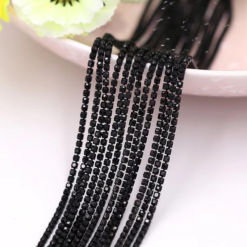 10yards 2mm Color Sewing Rhinestone Chain Trim Crystal Dense Diamond Chain Glitter Crystal Cup Chain for DIY Decorative Craft