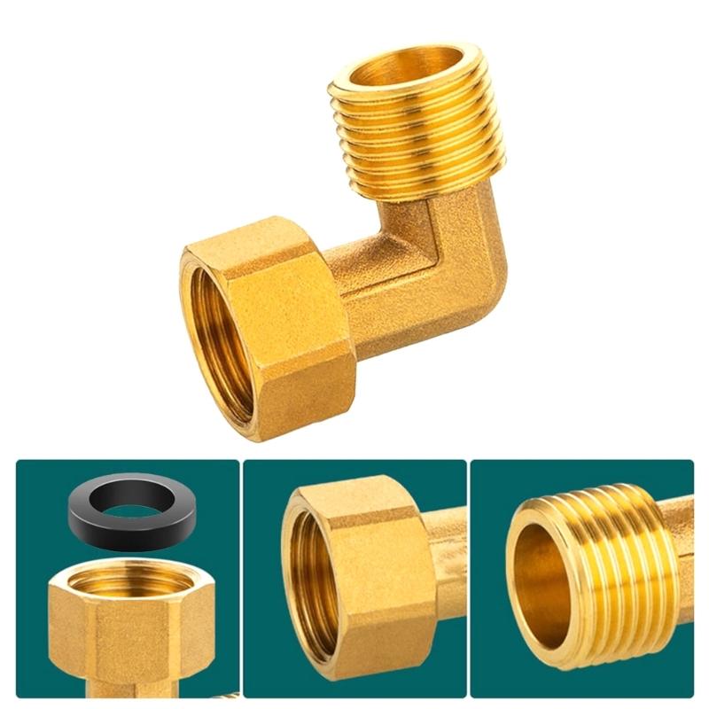 Pack Of 3 Practical Sturdy Brass 1/2Inch 90 Degree Point Connectors Male to Female Thread for Hot And Cold Water Supply