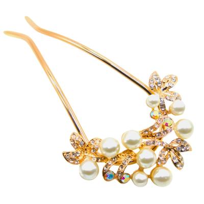 Kanzashi Haarschmuck für Japanisches Europäisches Haar Roségold [Miaomyao] Haarnadel, U-förmig, Kleidung, Yukata, Kimono, Perle, Blume, Accessoire,
