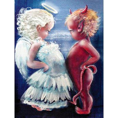 5D Diy Round Diamond Angel Devil Painting Cross Stitch Διαμαντένιο Κέντημα