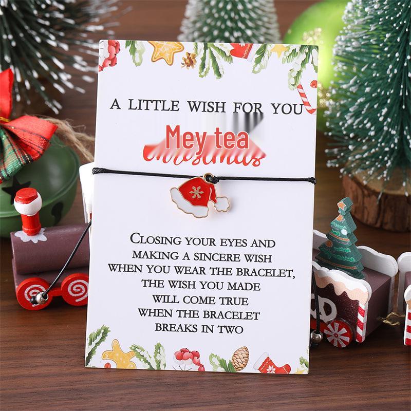 Festive Cartoon Santa & Reindeer Woven Bracelet Set