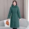 European Station Fattening Plus XL Large Size Waist Fashion Cotton Clothes Women's Knee Long Rhombus Thickened Warm Cotton Clothes