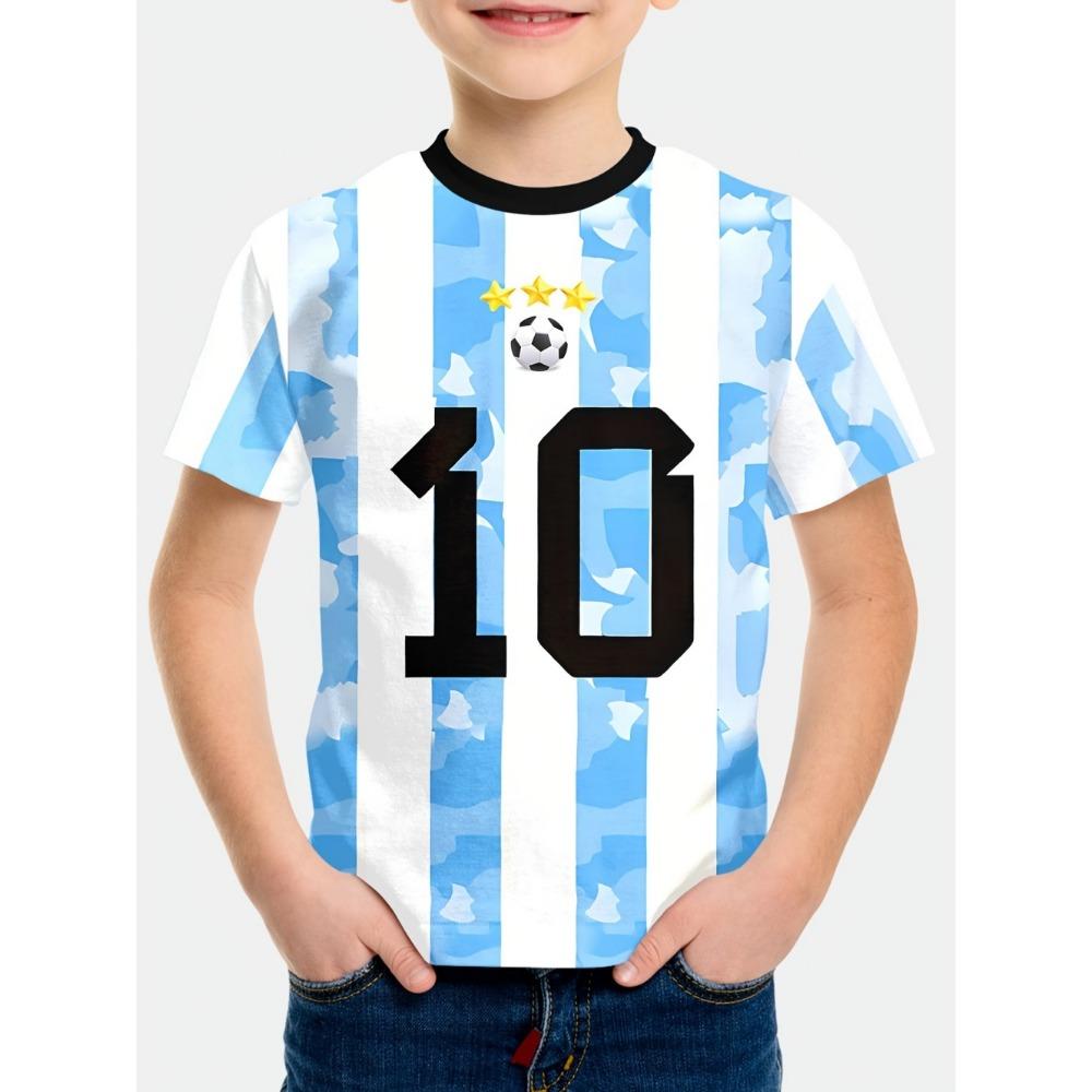Summer Children's Clothing Boy Fashion Versatile Football Pattern Print T-Shirt for Boys Casual Street Short Sleeve Boys Clothes