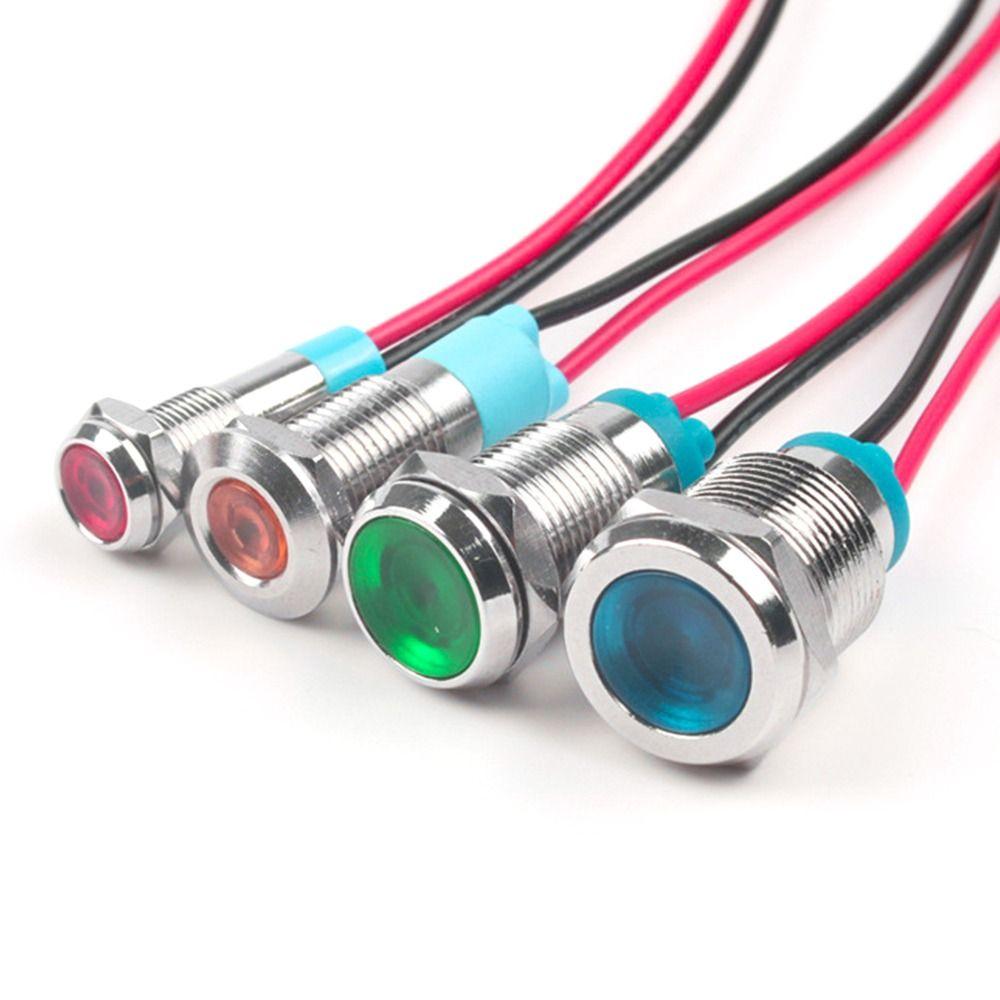 Useful Red White 6V 12V 220V Panel Mount LED Indicator Pilot Light Pilot Wires Switch Signal Lamp