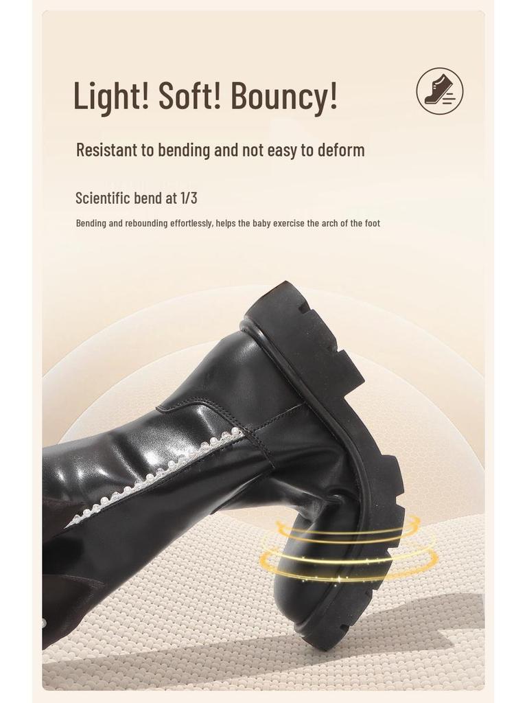 Wuma Winter 2025 Mädchen Langstiefel - Samt Perle, Baumwollleder