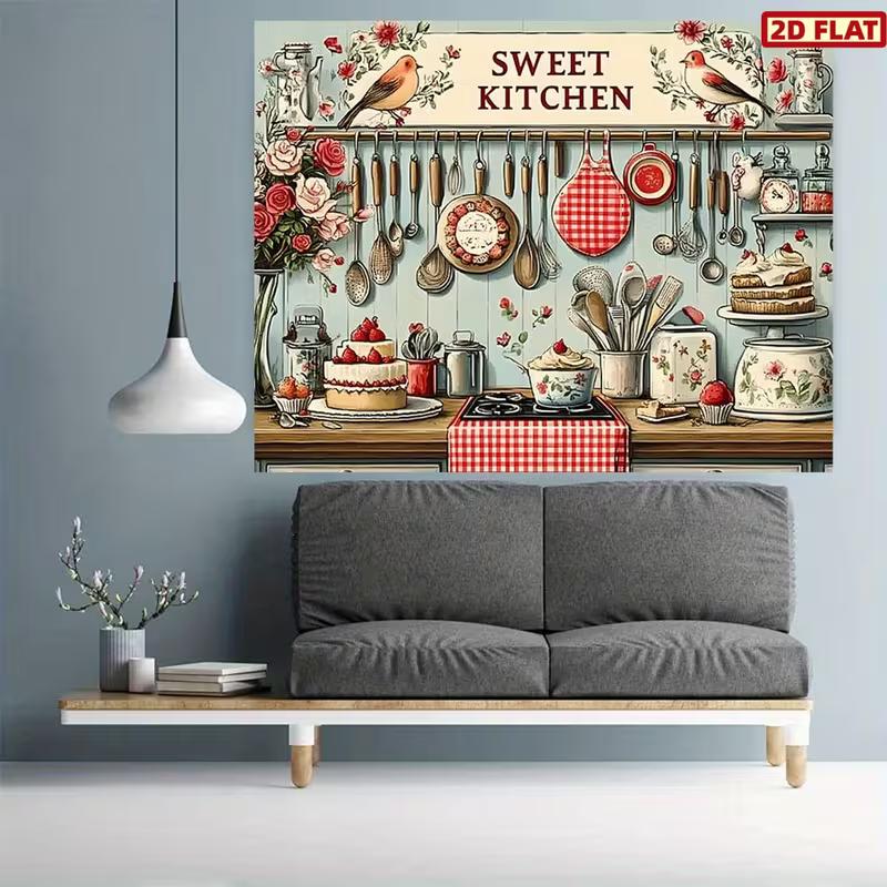 2D Sweet Kitchen Backdrop Vintage Baking Photography Background Banner