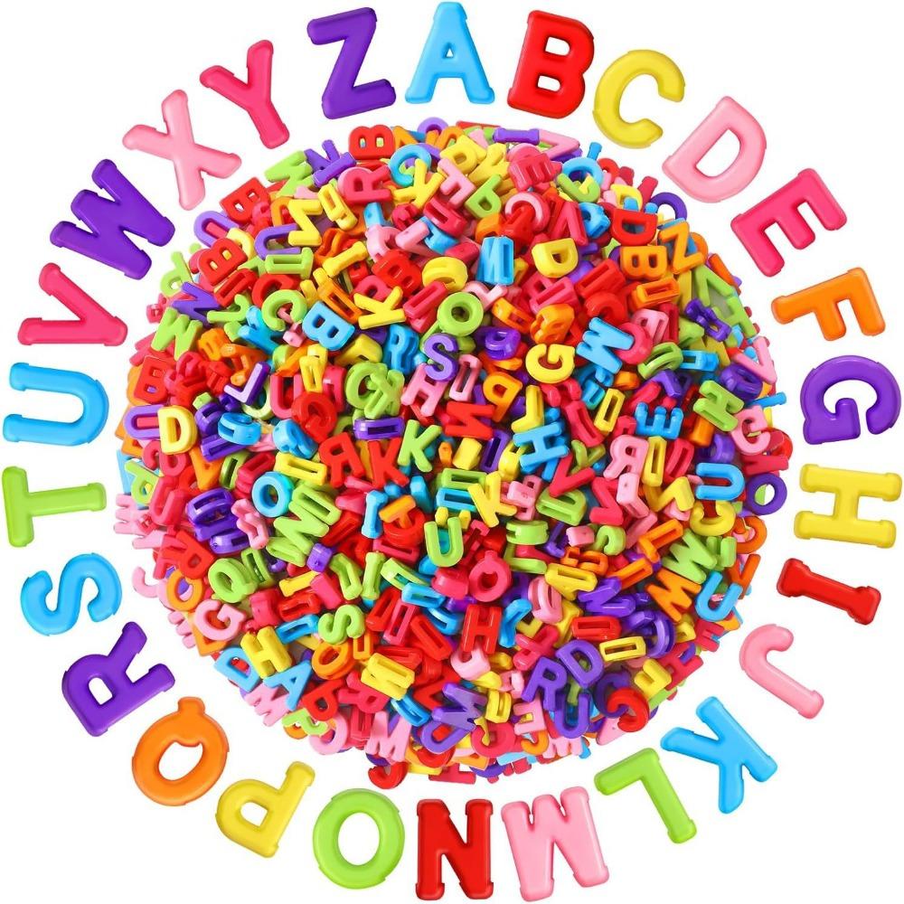 700Pcs Mixed Colors Letter Flat Beads Straight-Hole DIY Jewelry Beads Bulk Beads Necklaces