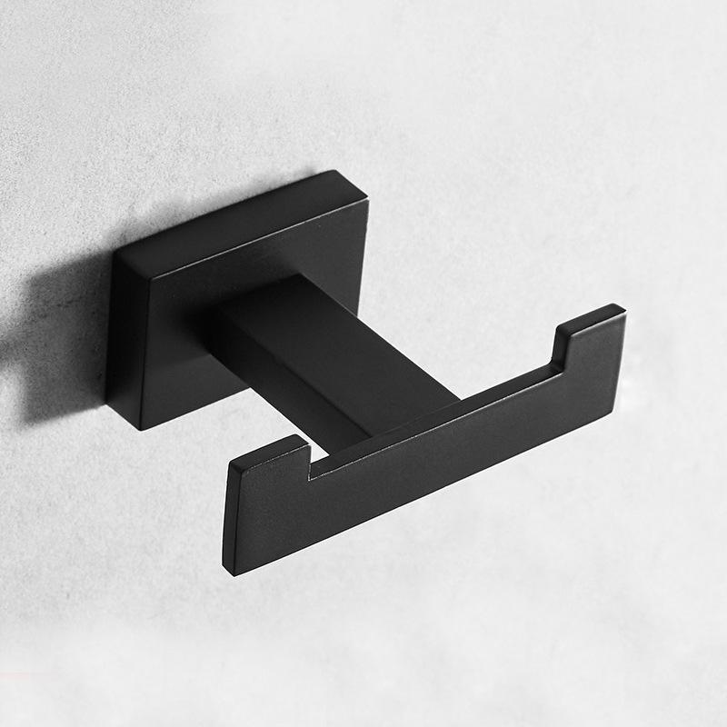 Black 304 Stainless Steel No-Drill Coat & Hat Hook for Bathroom or Entrance