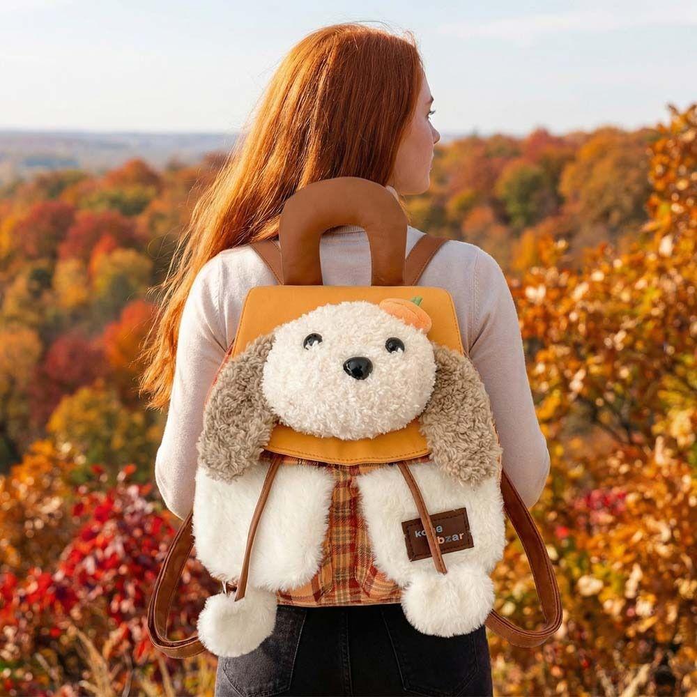Large Capacity Rabbit Plush Schoolbag Creative Animal Shoulder Bag Cartoon Dog Backpack Gift