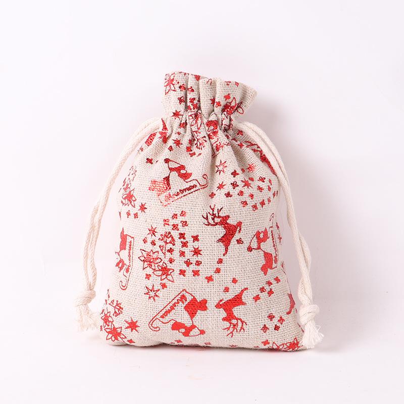 5Pcs Christmas Drawstring Gift Bag Candy Jewelry Packaging Bags for Xmas Decoration Christmas Bags