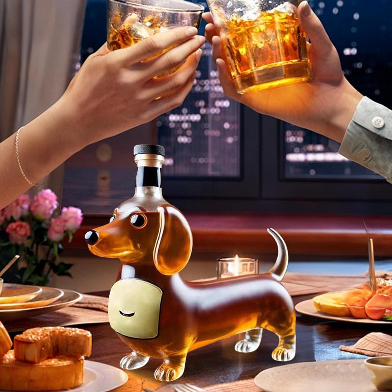 Dachshund Dog Whiskey Bottle 3D Sculpted Dachshund Shape Whiskey Glass Tumbler Dachshunds Decanter for Bar Home Office Decor