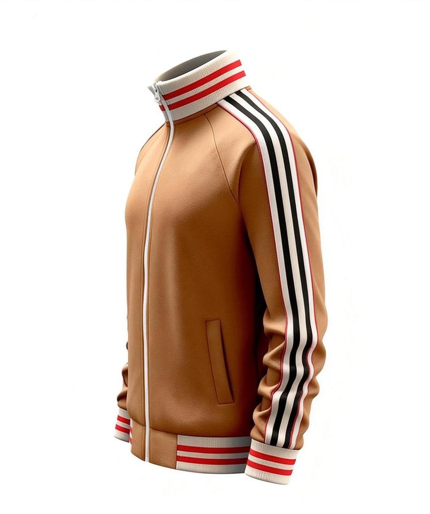 Męska codzienna sportowa kurtka z kołnierzem stojącym i wstążką - Kolekcja Jesień/Zima