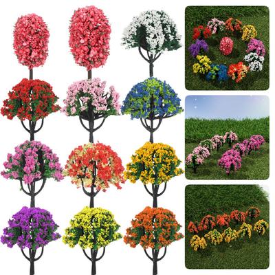 Plastic Model Train Miniature Flower Tree Building Landscape Accessories Railroad Decoration Artificial Scenery Trees
