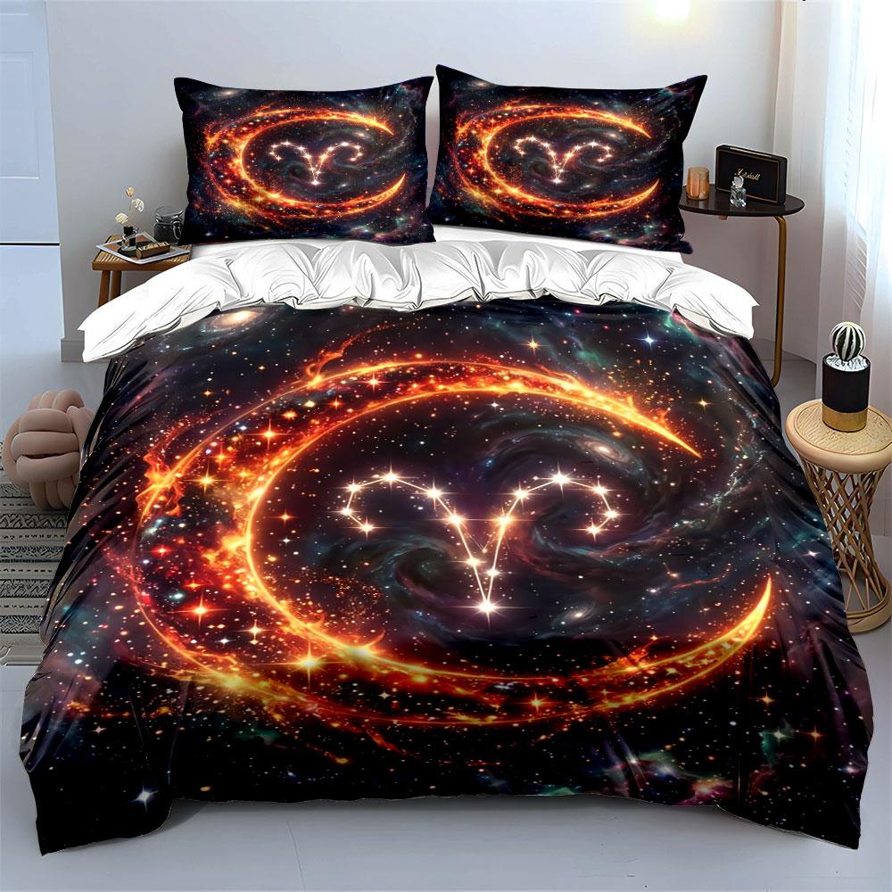 "Fiery Galaxy Aries Bedding Set" Bedding Duvet Cover Set Duvet Cover Pillowcases  (1 * Duvet Cover 2 * Pillowcases, without duvet insert)