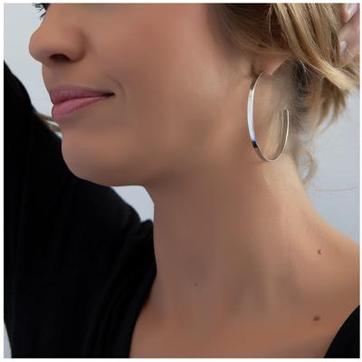 [R4876] - Silver 'Choréographie' Steel Hoop Earrings - 50 Mm 3 Mm