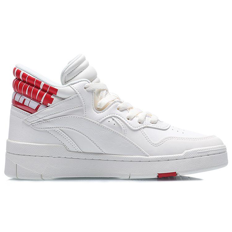 Li Ning Wave Coverage Thermal Slip Resistant Mid top Skateboard Shoes Women's White Red AGCQ238-1