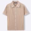 Herren Leichte Luxus Button-down Freizeit Strickpolohemd Beliebt Retro Einfarbig Kurzarm Schick Mode Jacquard Strickware
