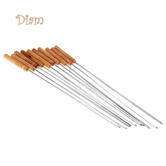 Hara 10 Pcs BBQ Barbecue Roasting Needle Roasting Tools Brochette Tong Kebabe Skewers