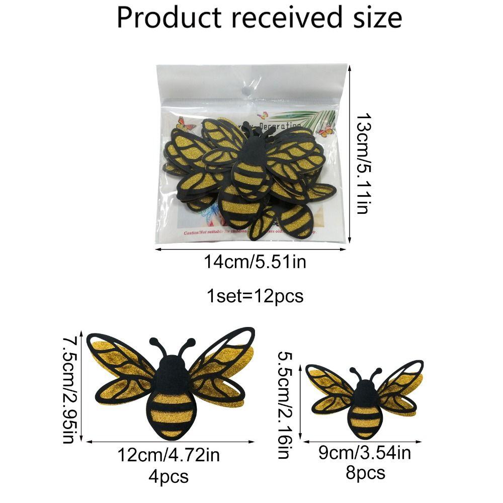 12pcs DIY Bee Wall Decals Accesories Hollow Bees Sticker Creative 3D Bee Stickers  Gift
