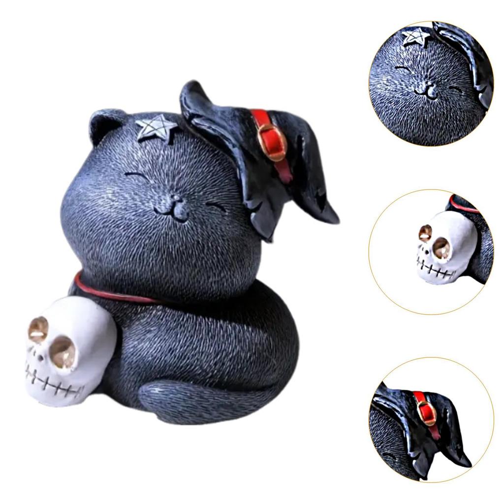Cat Statue Collectibles Ornament Accessories Home Decor Resin Cat Tea Pet for Study Bookcase Office Cabinet Tearoom