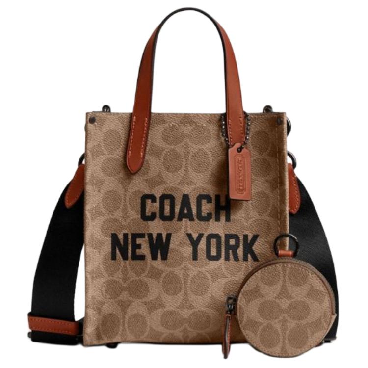 

Coach Relay 17 Iconic Brand Print Faux Leather Tote Bag Unisex Tote Bags Brown Yellow CY993-XJ3 Basic Set (Bag+Dust Bag)