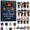 2D Flat Acrylic Police Tribute Advent Calendar 2025, 24 Days Christmas Countdown Calendar With 24 Police-Themed Decorations,Christmas Gift For Police
