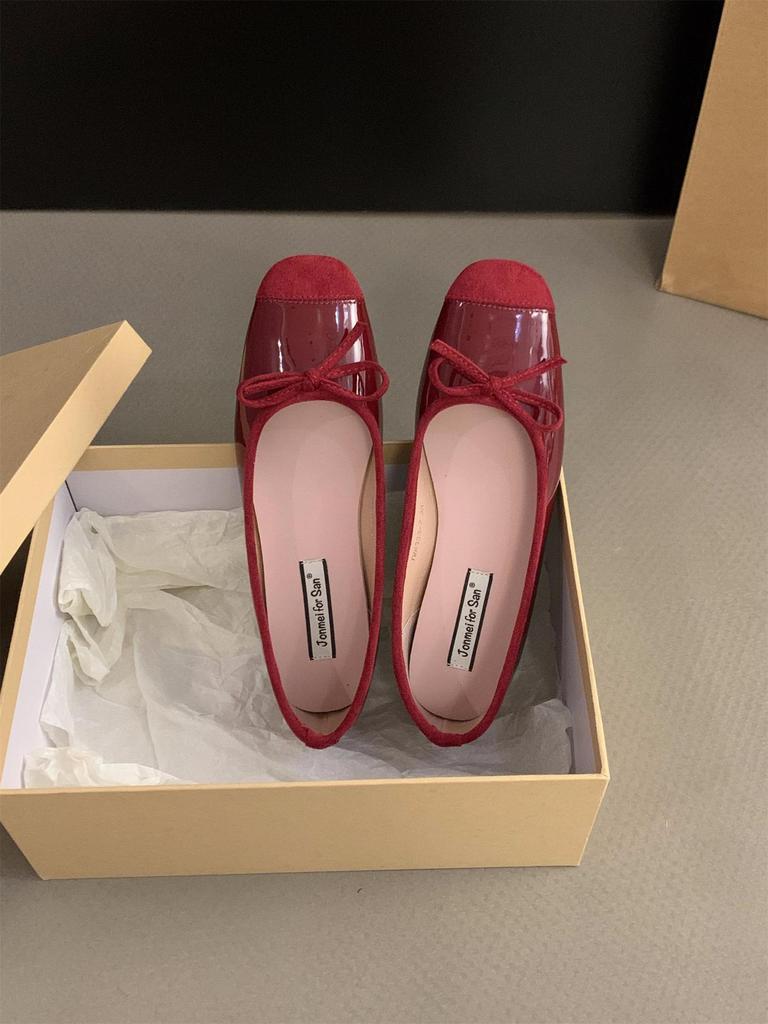 Inner height increase French small red single shoes women's shoes spring and autumn 2025 summer bow ballet gentle evening shoes