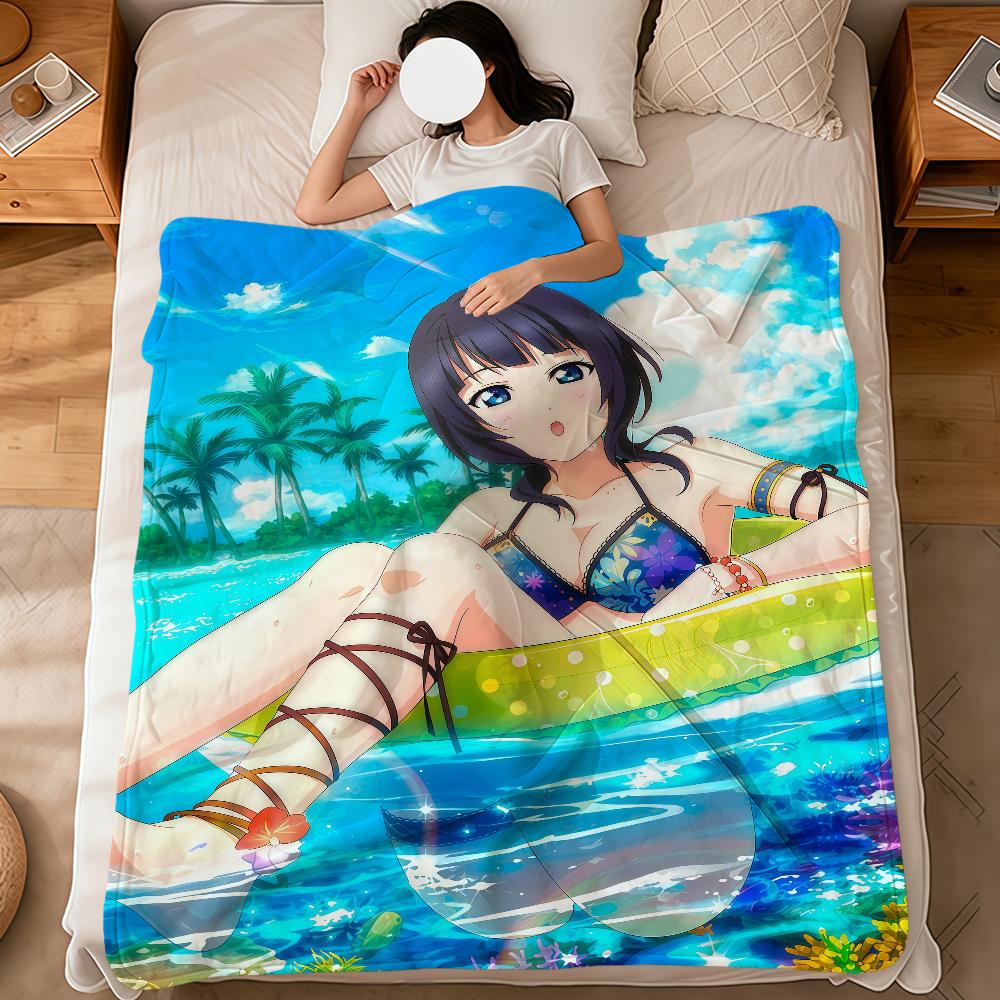 anime art cute girl a-asaka karin soft warm plush blanket for dormitory sofa living room pet hogar bedroom gift nap home Flannel
