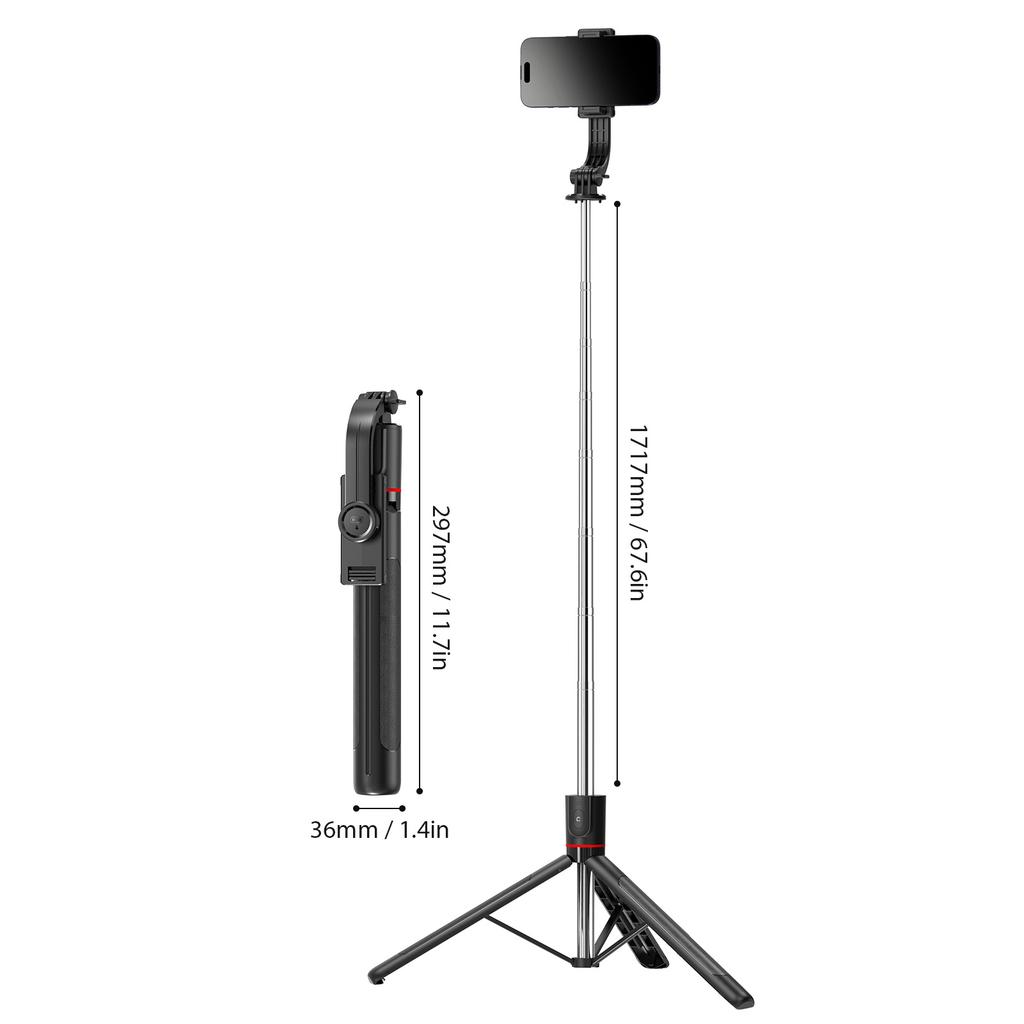 Portable Selfie Stick Tripod 67.6 Inch Extendable Phone Tripod Stand for Video Recording Live Streaming Group Photos