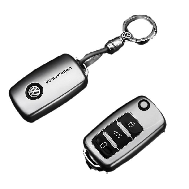 For VW Car Key Case Cover Fob Shell Keyring For VW Volkswagen Golf 7 MK7 Tiguan MK2 T-roc T-cross Auto Keyring Protector Acces