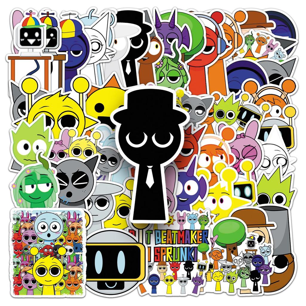 Naklejki Graffiti do Rhythm Box: 50 naklejek dekoracyjnych z kreskówkami o grach na telefon, komputer lub deskorolkę