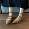 Women Pointed Toe Flats Shoes Designer Buckle Fashion Work Shoes Autumn 2025 New Suede Dress Shallow Zapatillas Mujer