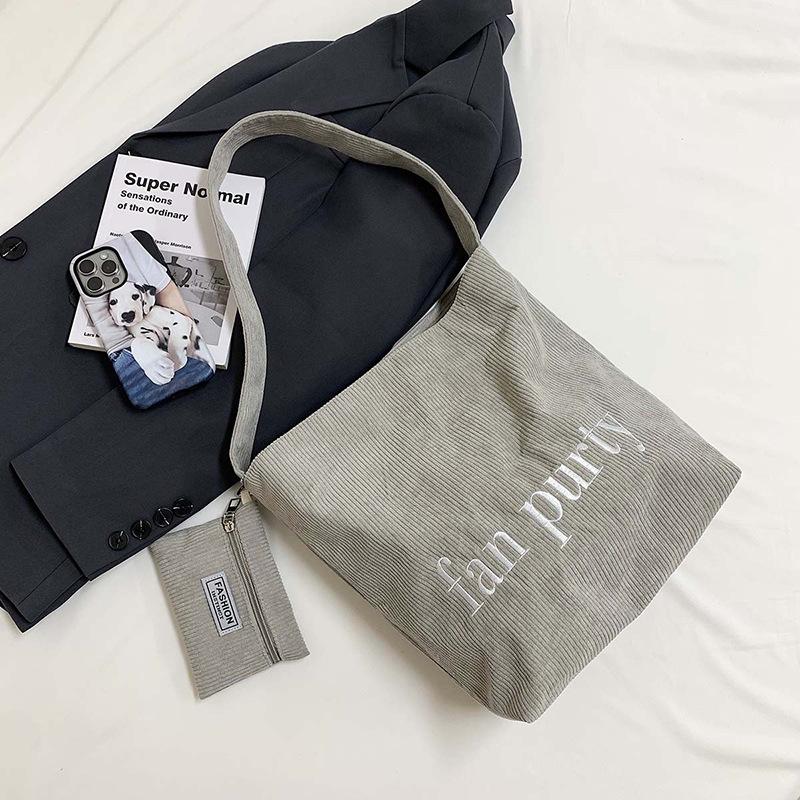 

2025 Новая Мода Холщовая Сумка Женская Большая Вместимость Сумка Через Плечо Повседневная Универсальная Студенческая Сумка-Тоут для Занятий серый