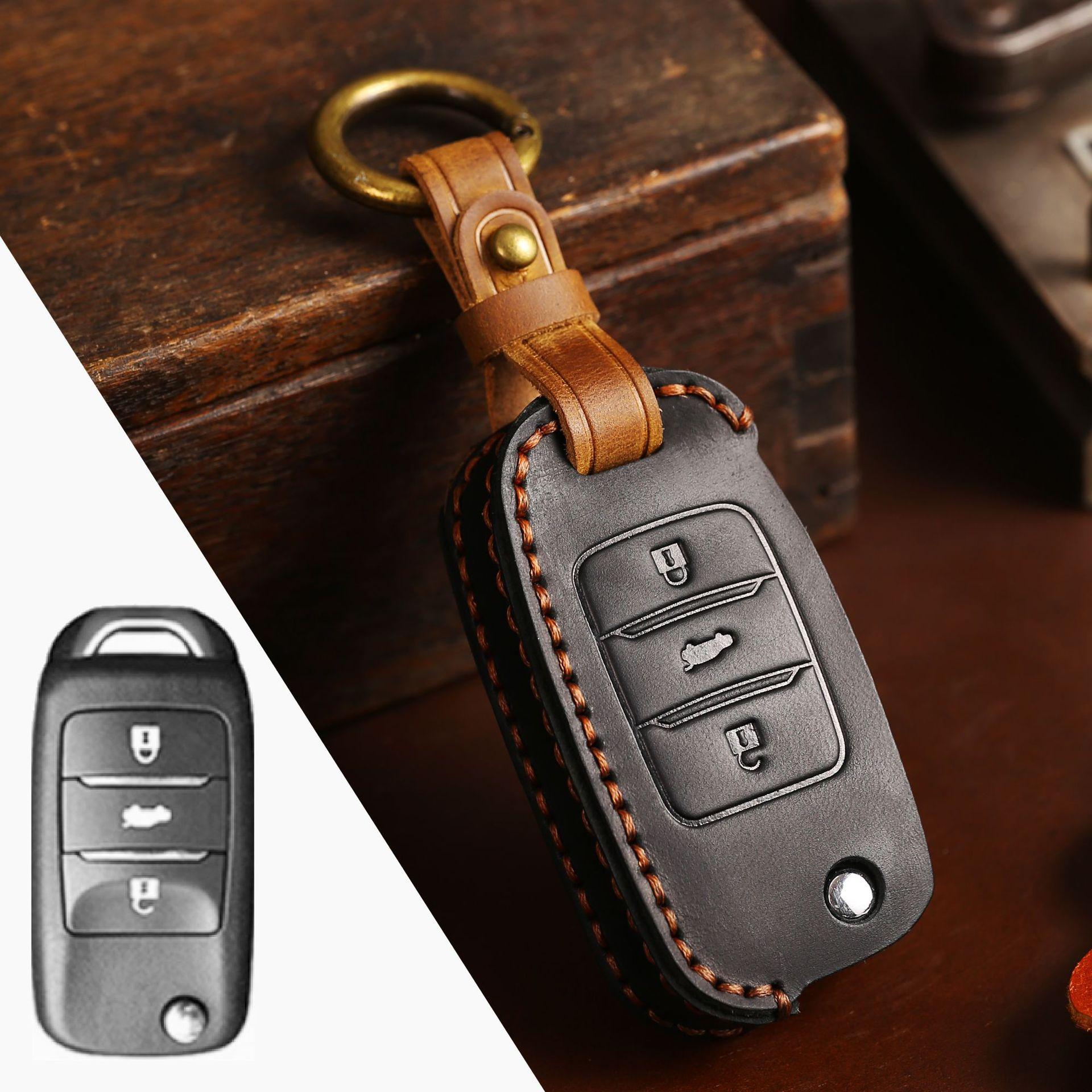 

The key cover is suitable for Changan key cover CS15 personalized CS35/CS55 folding car key bag, purely handmade. чёрный