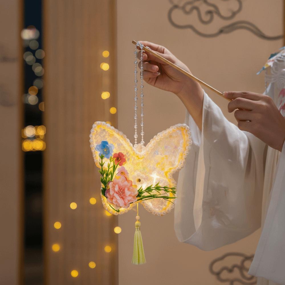 Handmade Butterfly Lantern Luminous Twisted Stick Rabbit Lantern Organza Sheer Easy-to-Make Chenille Stems Craft Holiday Party