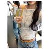 Chic Spicy Girl Striped One-Shoulder Slim Long-Sleeve Top – Women's Autumn/Winter Korean Style