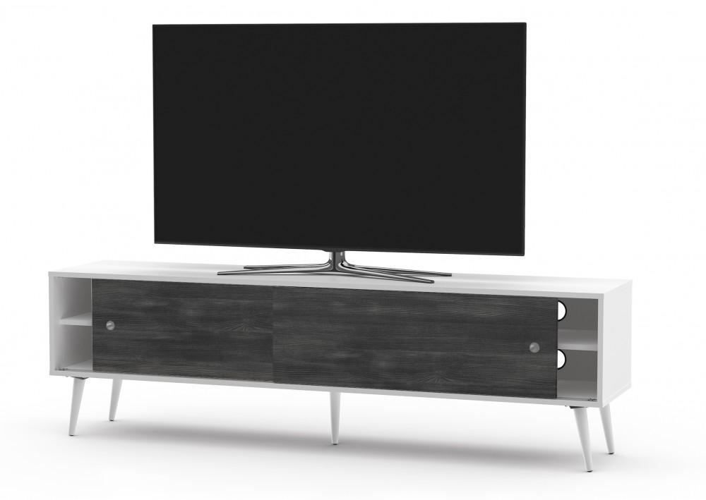 Drewniana szafka RTV w stylu RETRO SONOROUS  RTRA-180-WHT-BNW szerokość 180cm, Sonorous