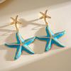 Bohemia Style Starfish Metal Stud Earrings Iron Material Ear Pendant Starfish Dangle Earrings Jewelry Ocean Theme