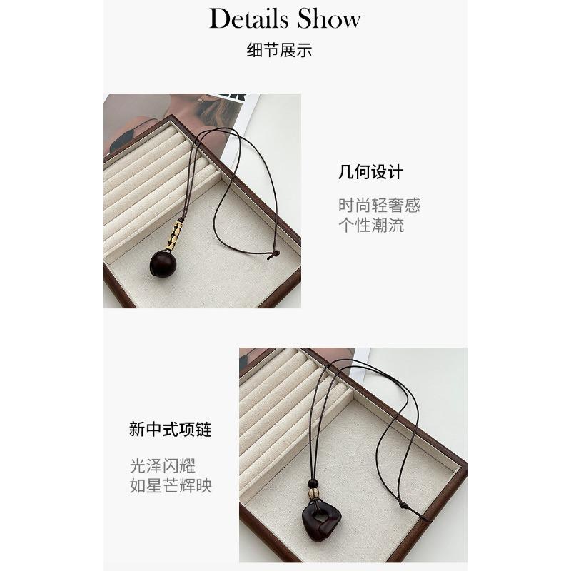 Vintage Brown Irregular Pendant Long Sweater Necklace For Women Fashion Jewelry Accessories